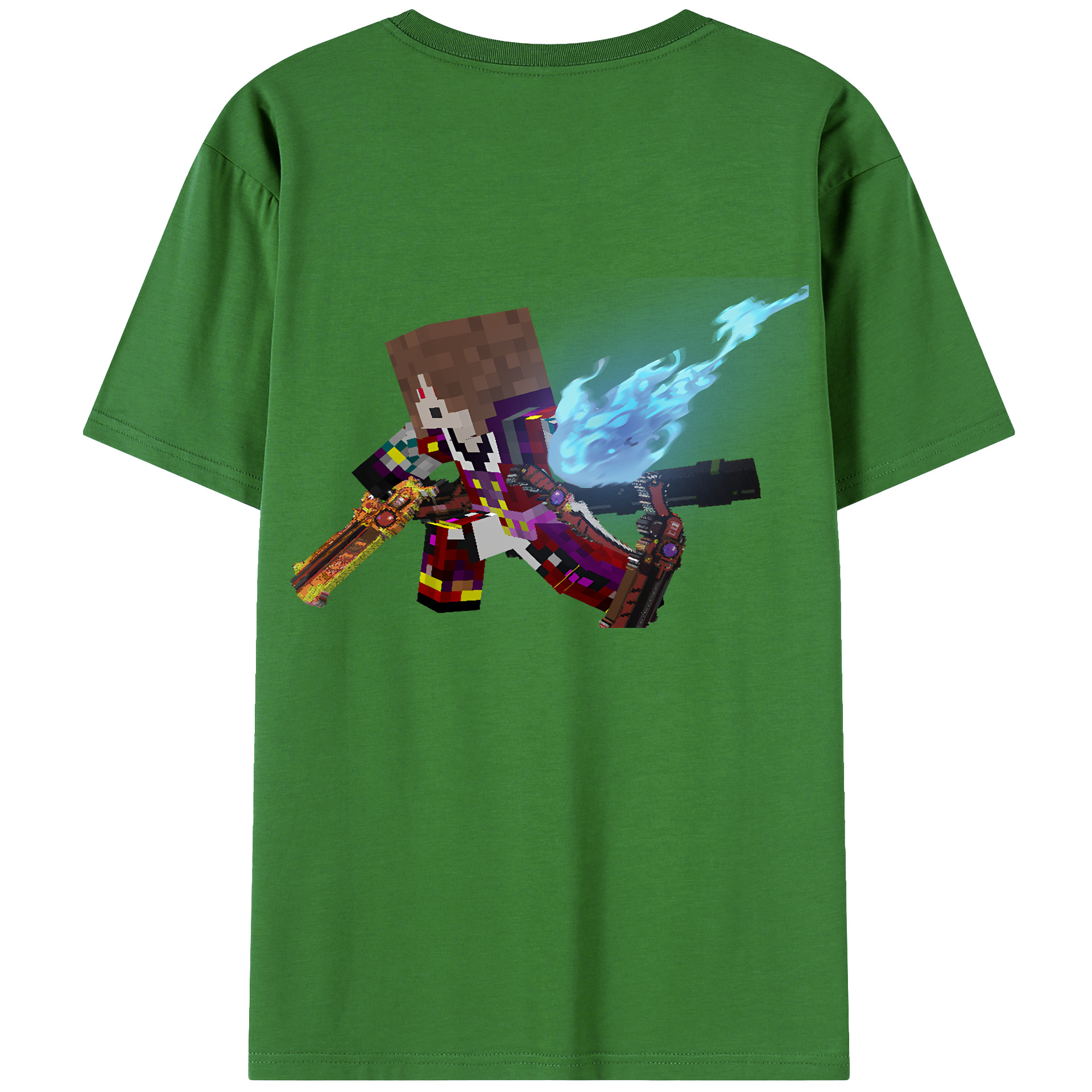 （画像用） マインクラフト ブロックの世界 Minecraft MC Block world レディース半袖Tシャツ(バックプリント)